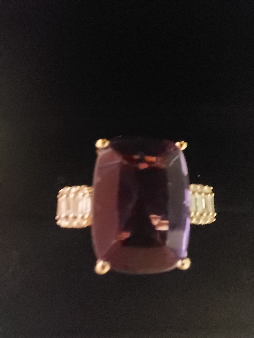 Effy 14kt Amethyst Ring With Genuine Diamonds Yellow Gold - Picture 8 of 16